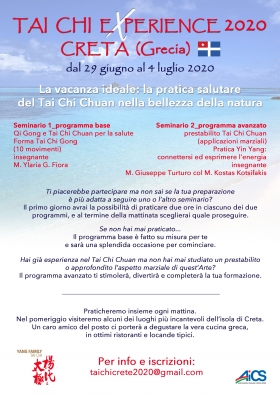 TAI CHI EXPERIENCE 2020 A CRETA - AICS Bergamo